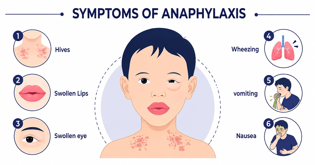 Woman showing visible symptoms of anaphylaxis